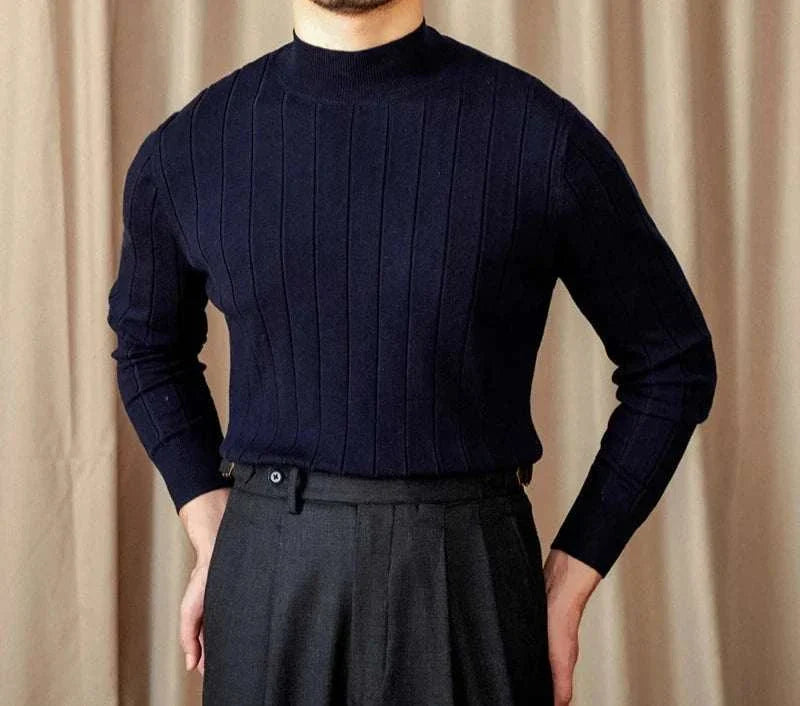 Men's autumn turtleneck premium sweater in wool and acrylic blend.