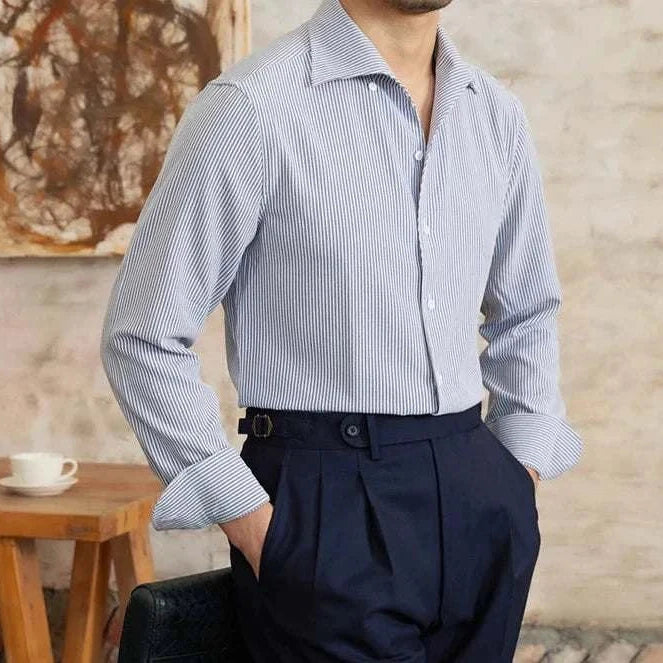 Vintage Italian long sleeve shirt for men in striped cotton.