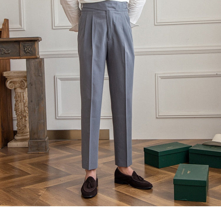 High Waist Business Trousers in gray tailored fit, showcasing Old Money style elegance and sophistication.