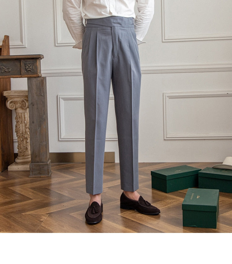 High Waist Business Trousers in gray tailored fit, showcasing Old Money style elegance and sophistication.