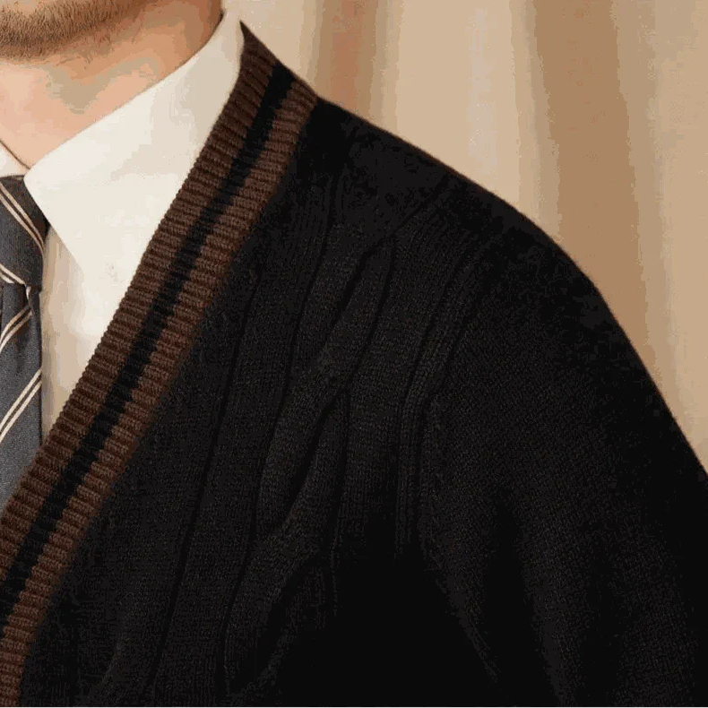 Antonios twisted knit cardigan in Italian vintage style, men's wool cardigan.