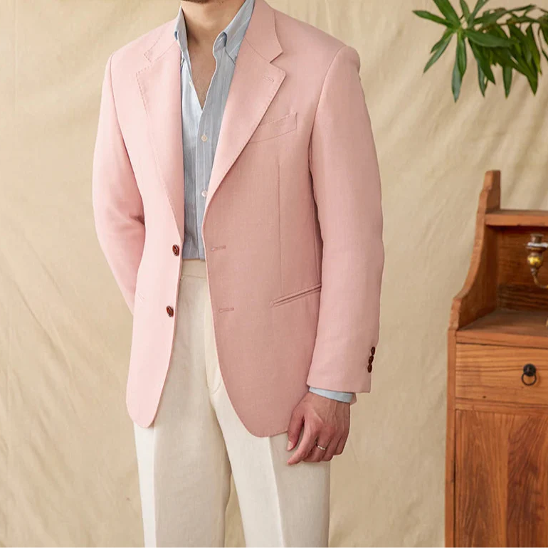 Men's Business Linen Relaxation Jacket in Pink - Stylish Winter Wear