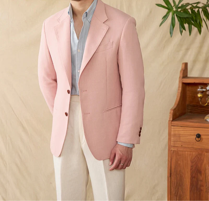 Men's Business Linen Relaxation Jacket in Pink - Stylish Winter Wear