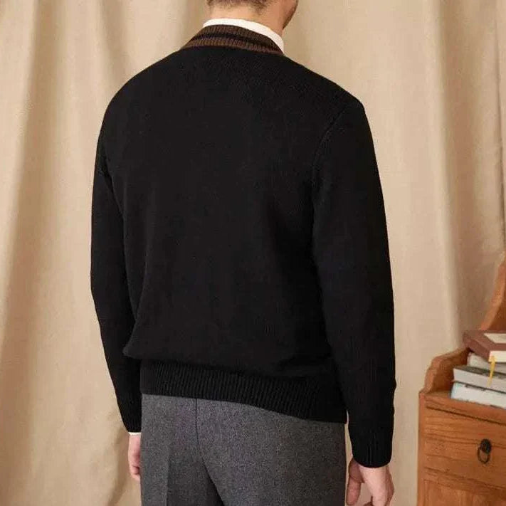 Antonios twisted knit cardigan in Italian vintage style, men's cozy wool garment.