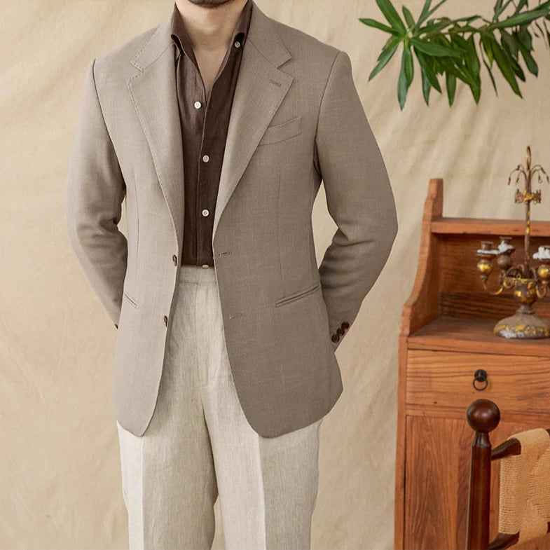Business linen relaxation jacket for men in polyester, stylish and cozy for winter.