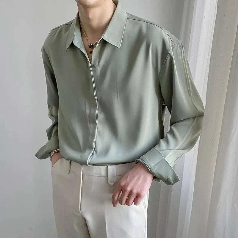 Italian old money summer shirt for men, casual elegant style, solid pattern