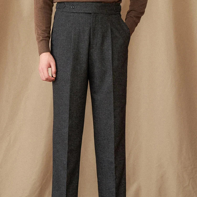 Wool winter Italian trousers in dark gray, stylish and durable.