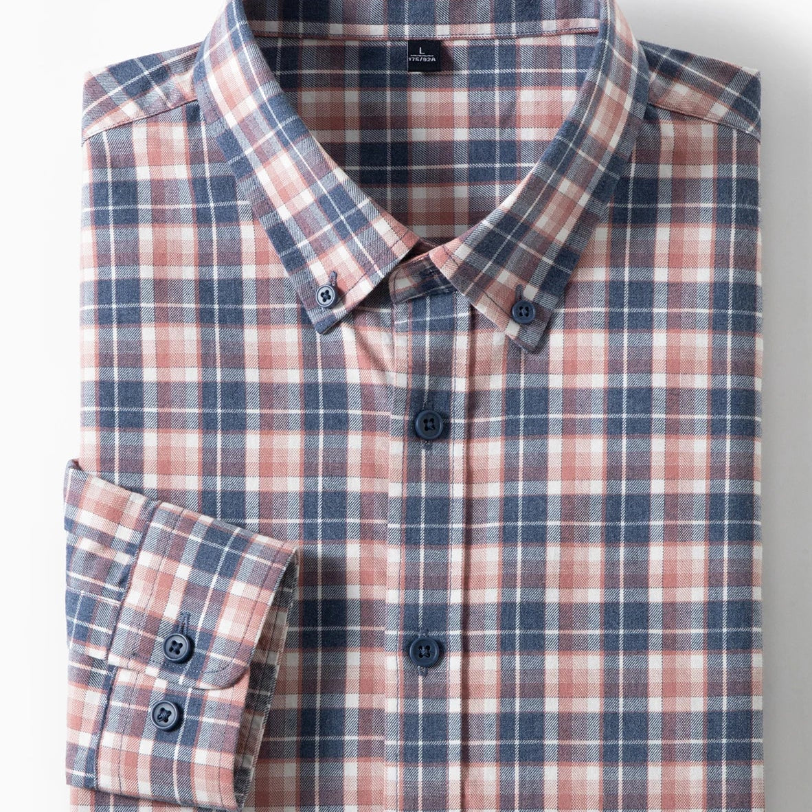Pure cotton checkered long-sleeve shirt