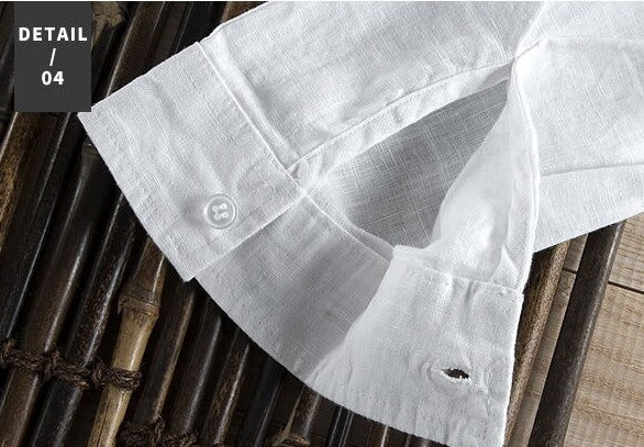 Detail of Antonios Long Sleeve Shirt Cotton with buttoned cuff and breathable linen-cotton fabric.