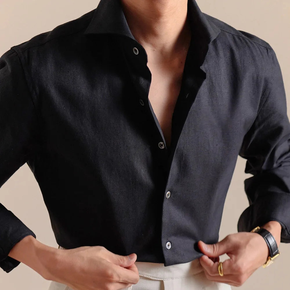 Camisa elegante transpirable de lino y algodón