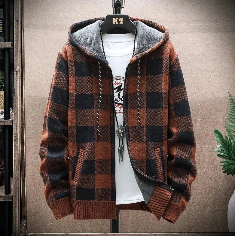 LUXELY plaid jacket in cotton and wool, perfect casual wear for men.