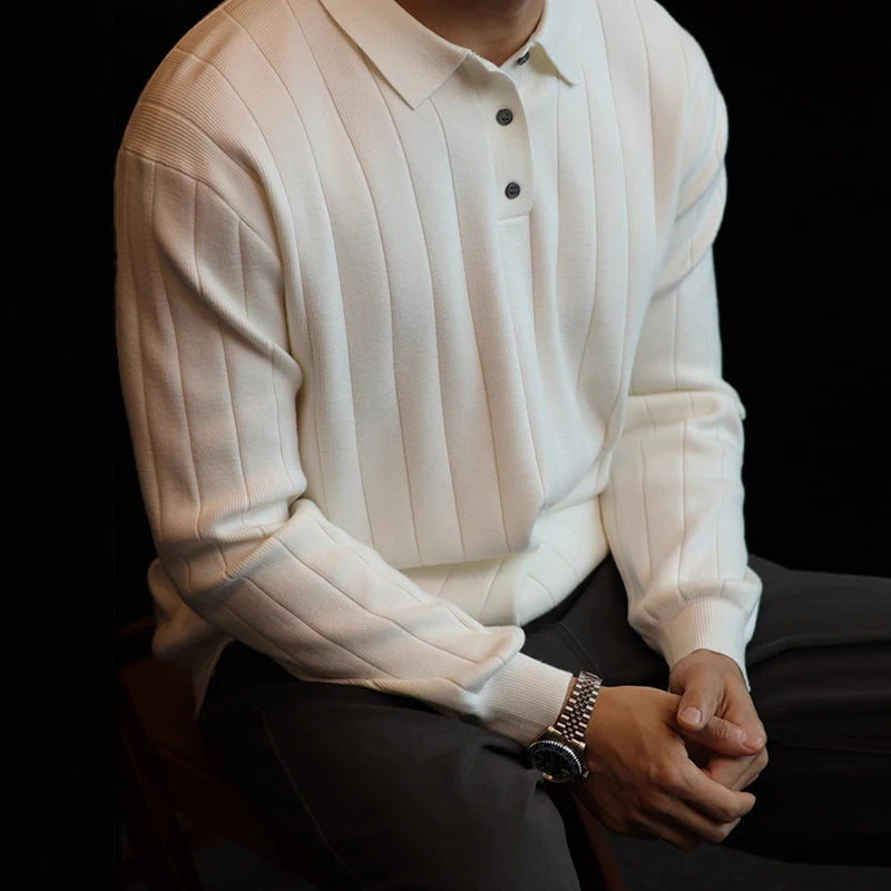 Luxury knit polo sweater