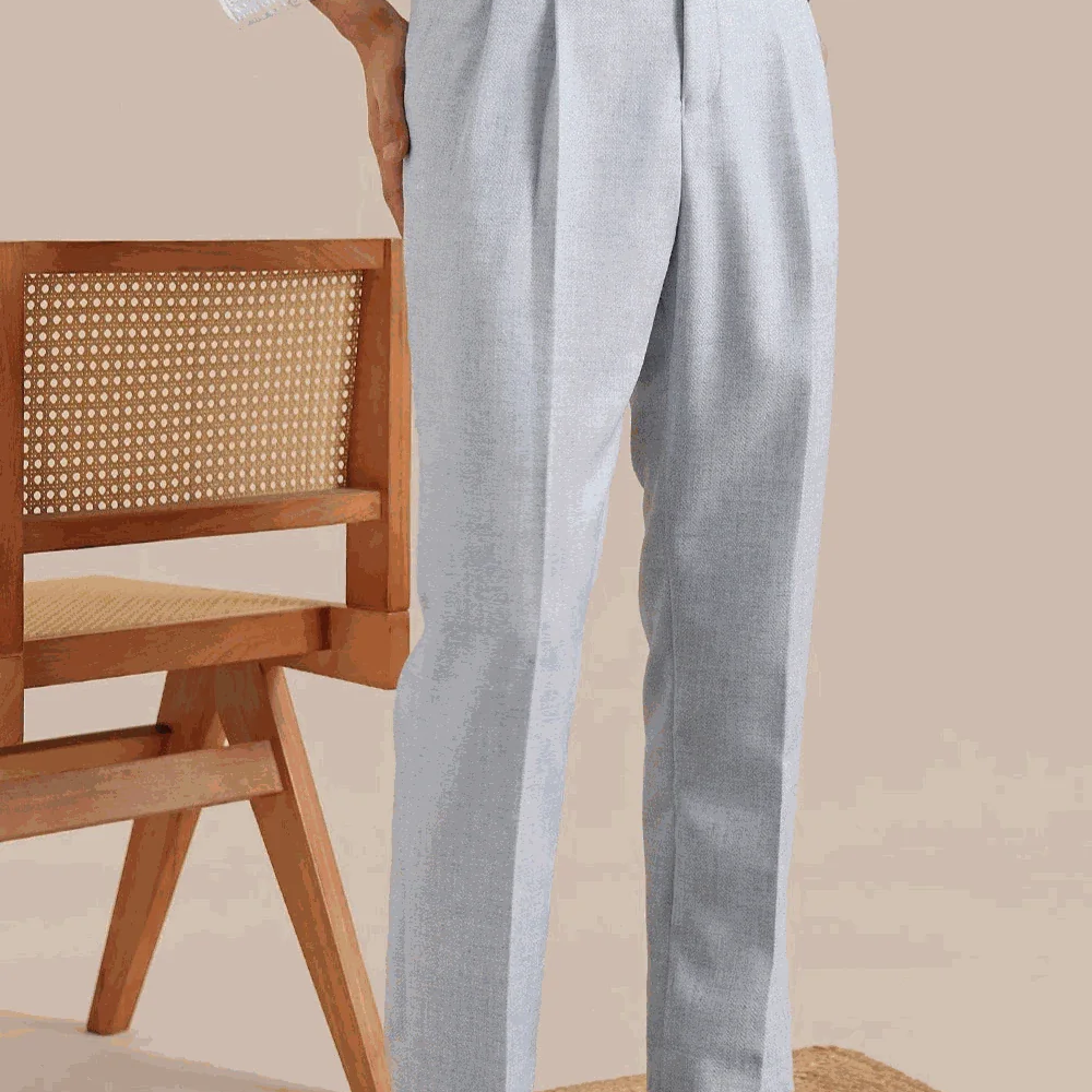 Antonios classic business pants in gray with a British tailored fit, smart casual style.