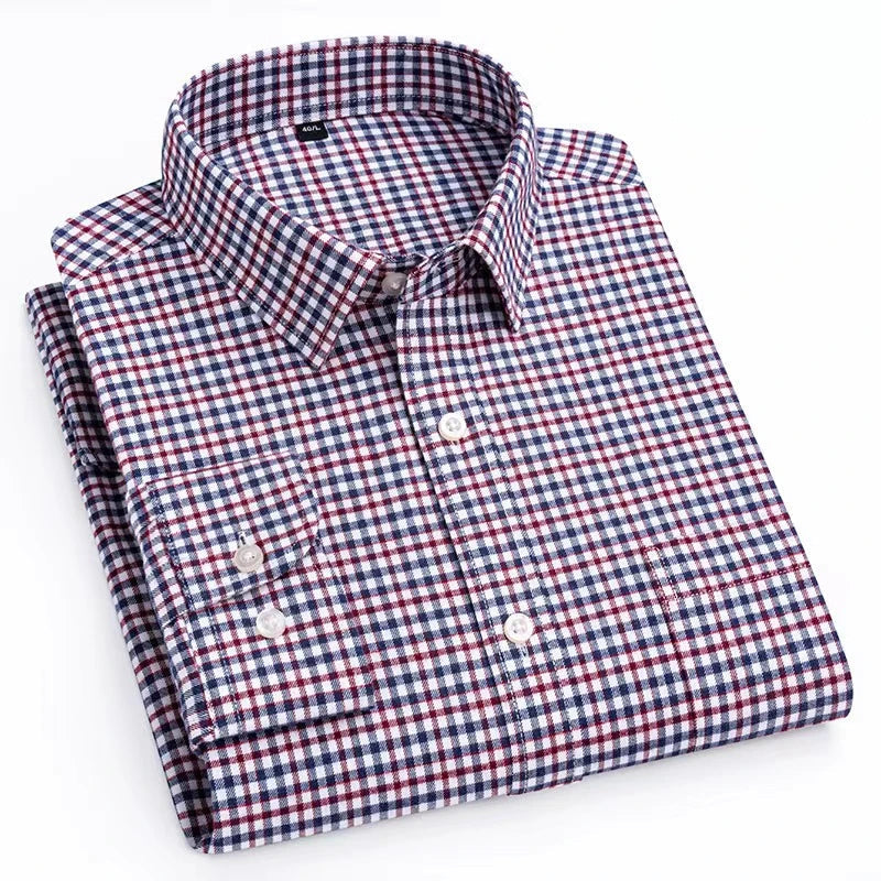 Luxury 100% cotton casual long -sleeve shirt