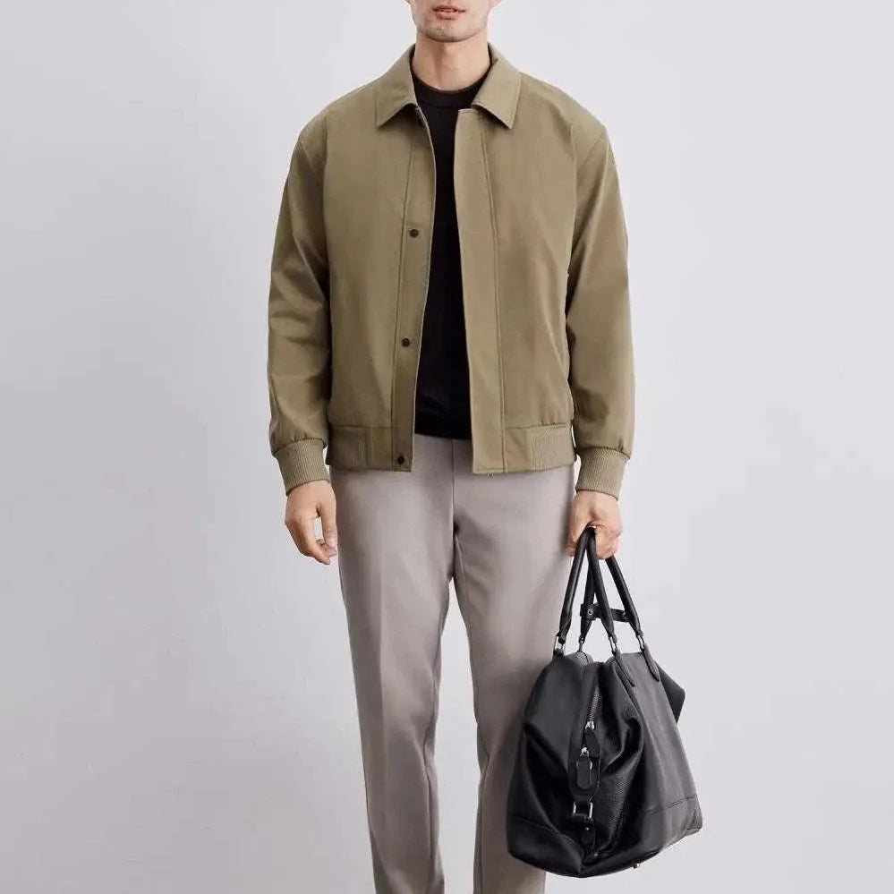 Korean bomber winter jacket for men in cotton-polyester blend, stylish and warm.