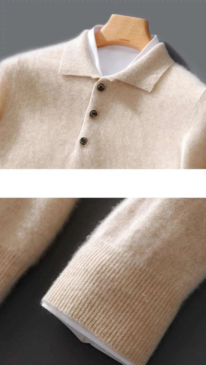Cold season pure wool sweater with cashmere blend for men, autumn/winter wear.