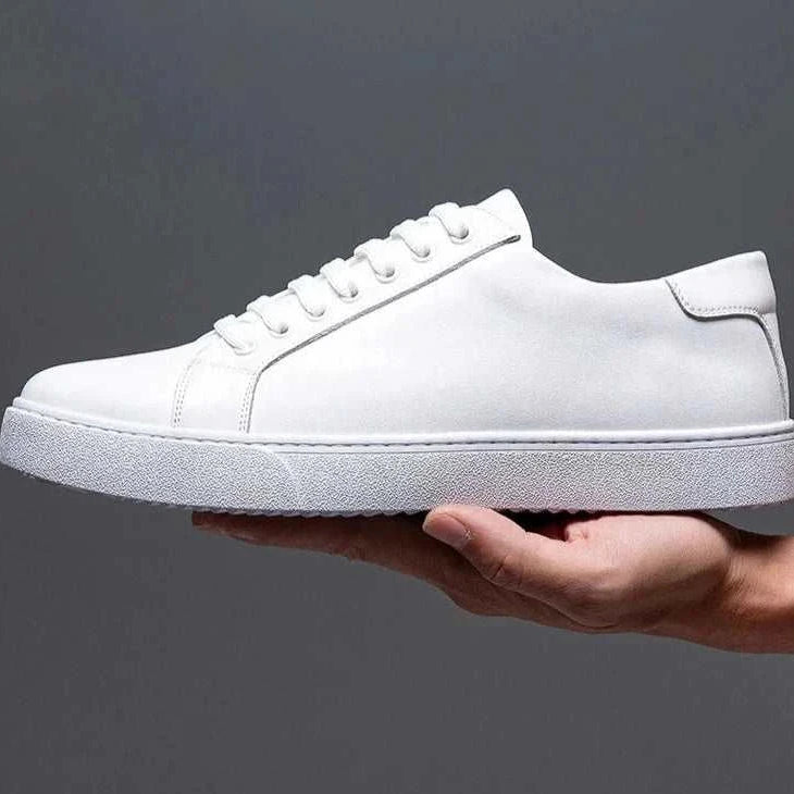 White LUXELY office leather shoe for men, showcasing comfort and style.