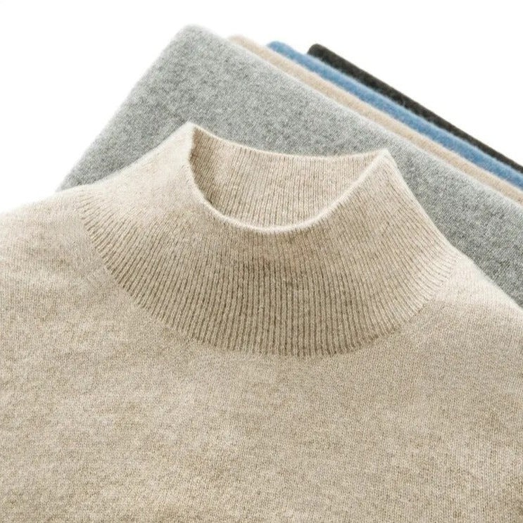 Antonios Pure Wool Sweater in various colors folded neatly.