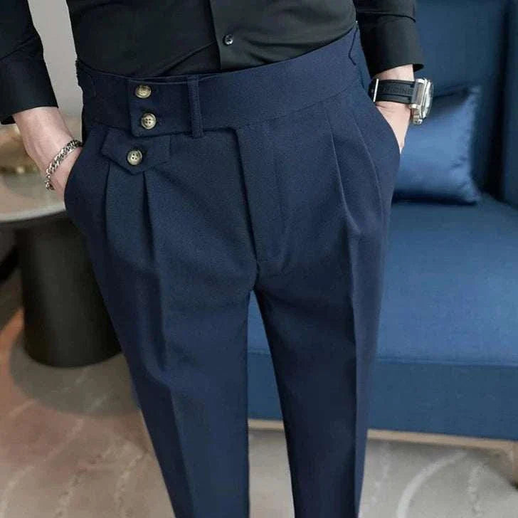 Slim fit elegant suit pants for men, modern solid pattern.