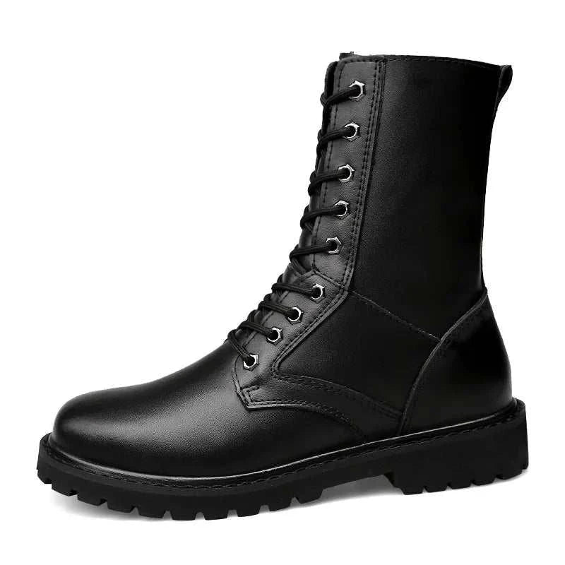Genuine leather motorcycle boots with durable protection.
