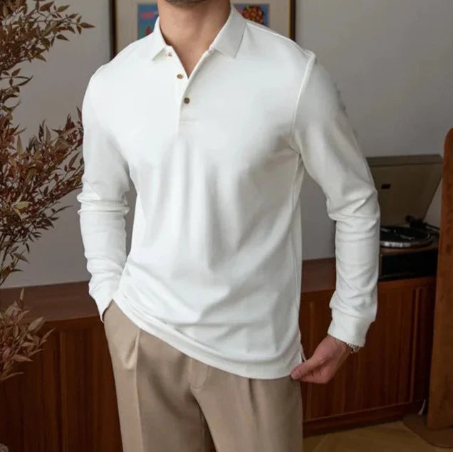Heavy premium sweater in white, 100% cotton, casual style, men's wear.