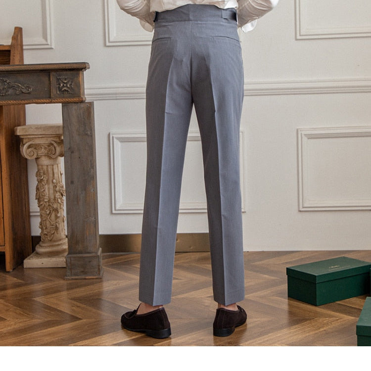 High Waist Business Trousers in classic Old Money style, tailored fit, premium polyester fabric.