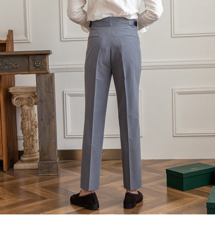 High Waist Business Trousers in classic Old Money style, tailored fit, premium polyester fabric.