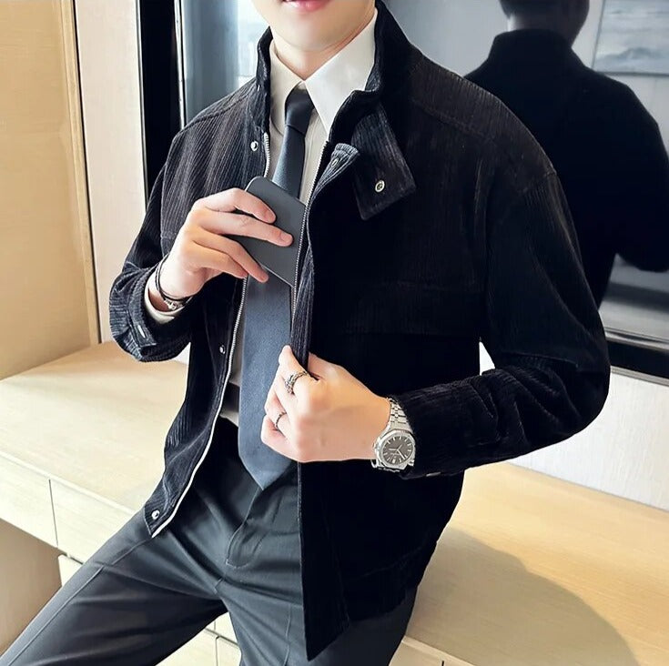 Men's corduroy winter jacket, casual and elegant style, suitable for all seasons.