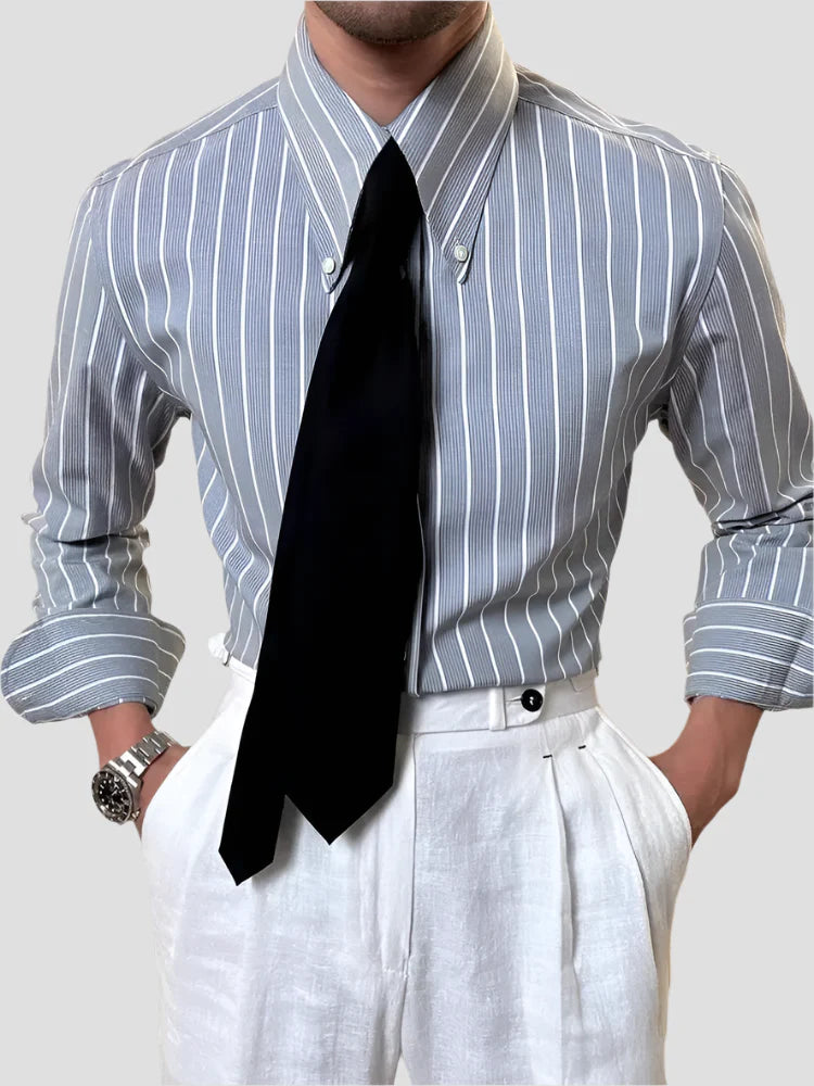 Luxury silk polo shirt, long sleeve, premium style and comfort.