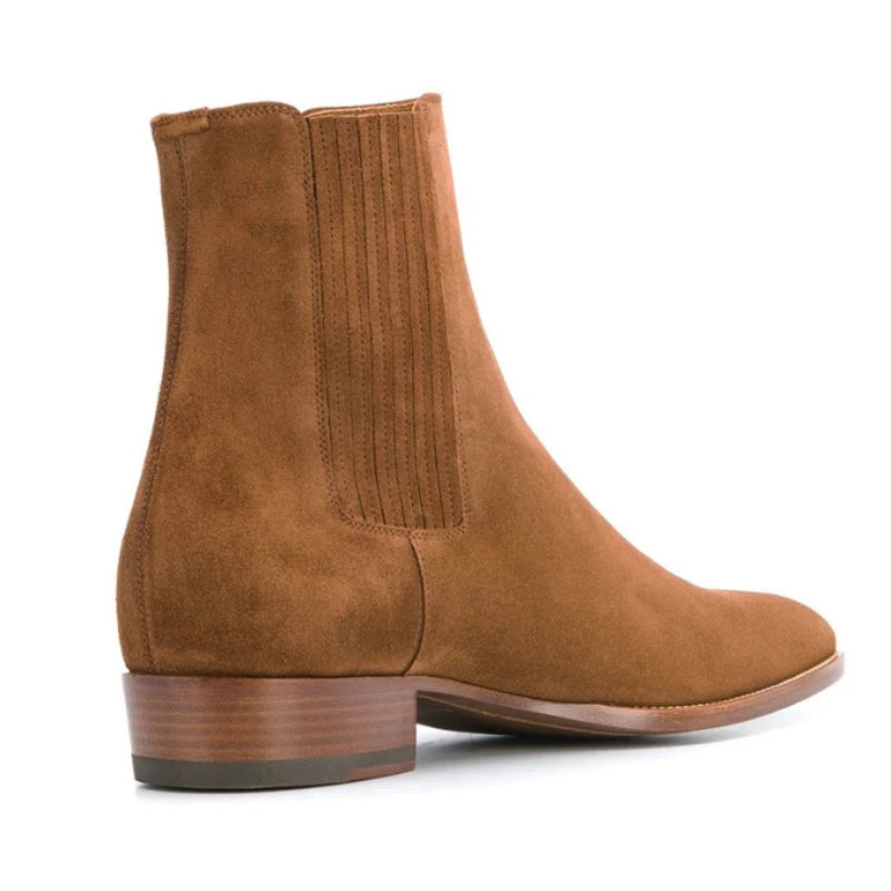 Suede chelsea boots with heel
