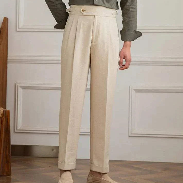 Antonios Naples cotton-linen pants in summer comfort fit for smart casual style.