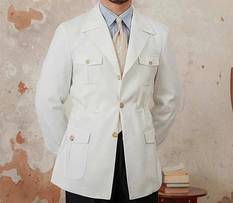 Autumn vintage old money coat, stylish men's fashion, high-quality polyester.