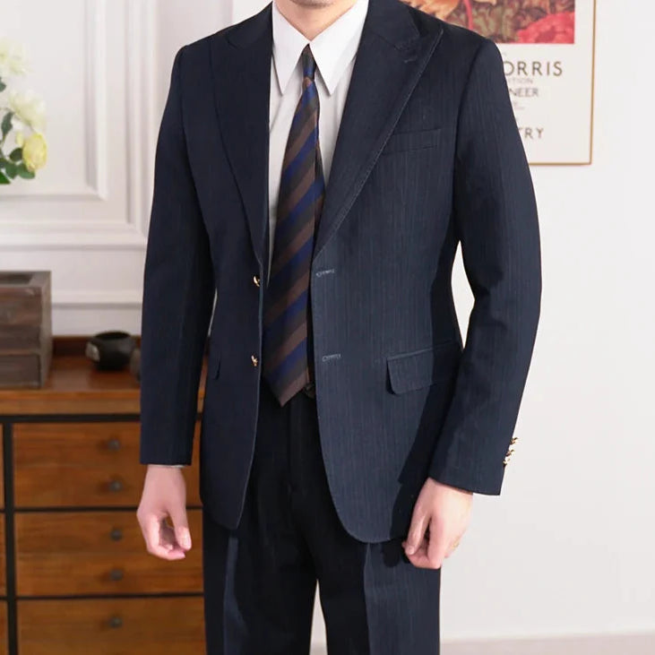 Business office Italian suit in dark color, featuring a classic fit for a stylish professional look.