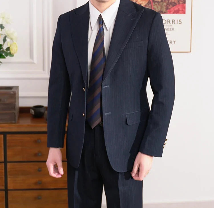 Business office Italian suit in dark color, featuring a classic fit for a stylish professional look.
