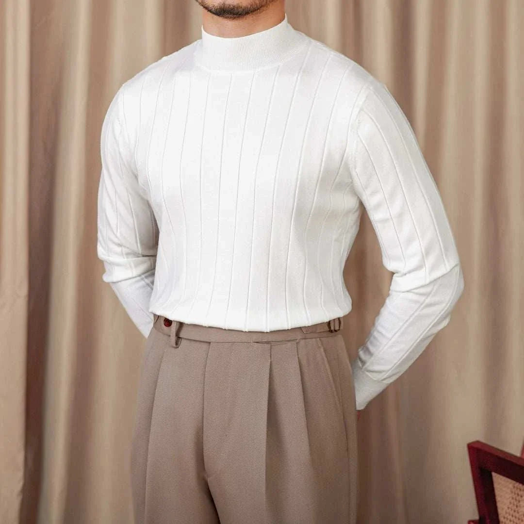 Men's autumn turtleneck premium sweater in wool-acrylic blend for comfort and style.