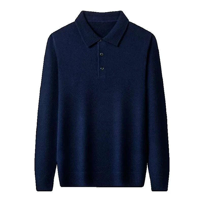 Men's Antonios polo sweater with buttons in navy blue, featuring comfort and perfect fitting.
