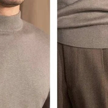 Antonios slim fit half-turtleneck sweater in gray wool blend.