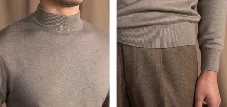 Antonios slim fit half-turtleneck sweater in gray wool blend.