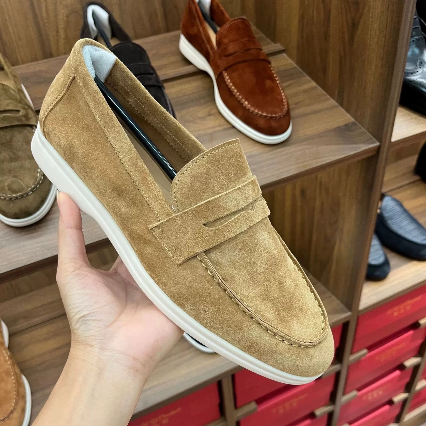 Genuine suede leather slip-on loafer
