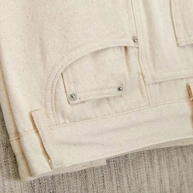 Close-up of British pure cotton old money pants detailing.