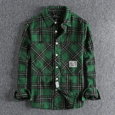 Japanese plaid pattern autumn shirt