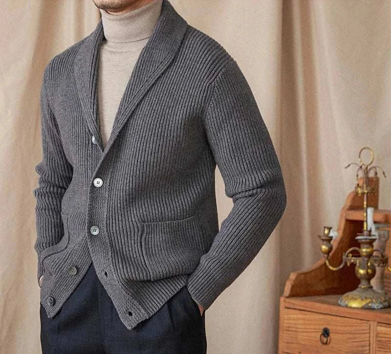 Autumn old money cardigan for men in warm wool knit.