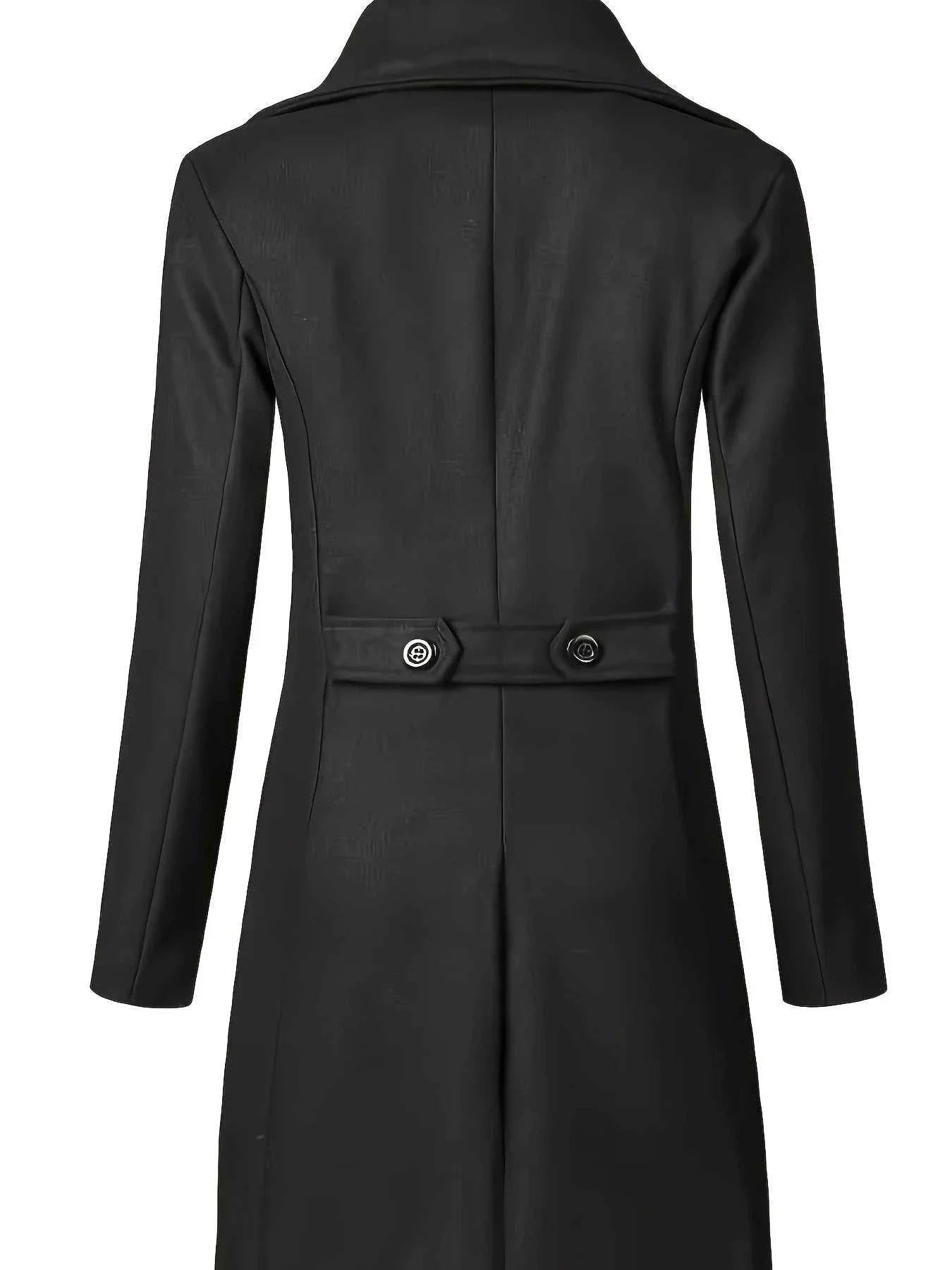 Men's casual British long coat in high-quality polyester, perfect for autumn and winter.