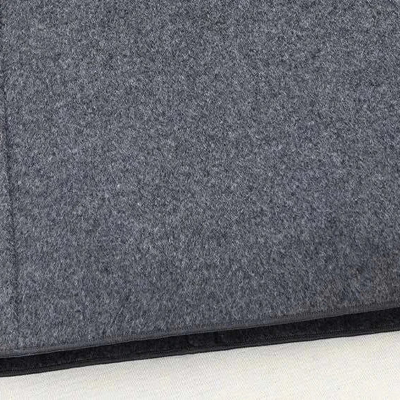 Gray woolen business long coat fabric detail.