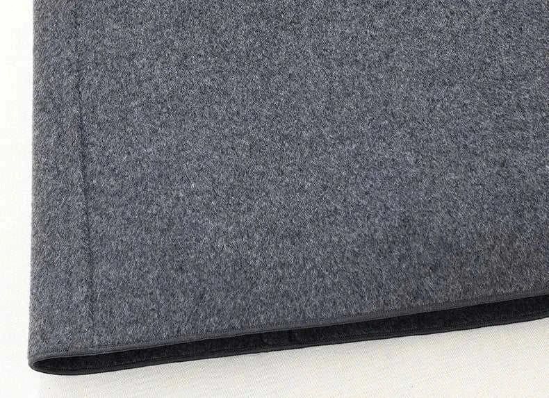 Gray woolen business long coat fabric detail.