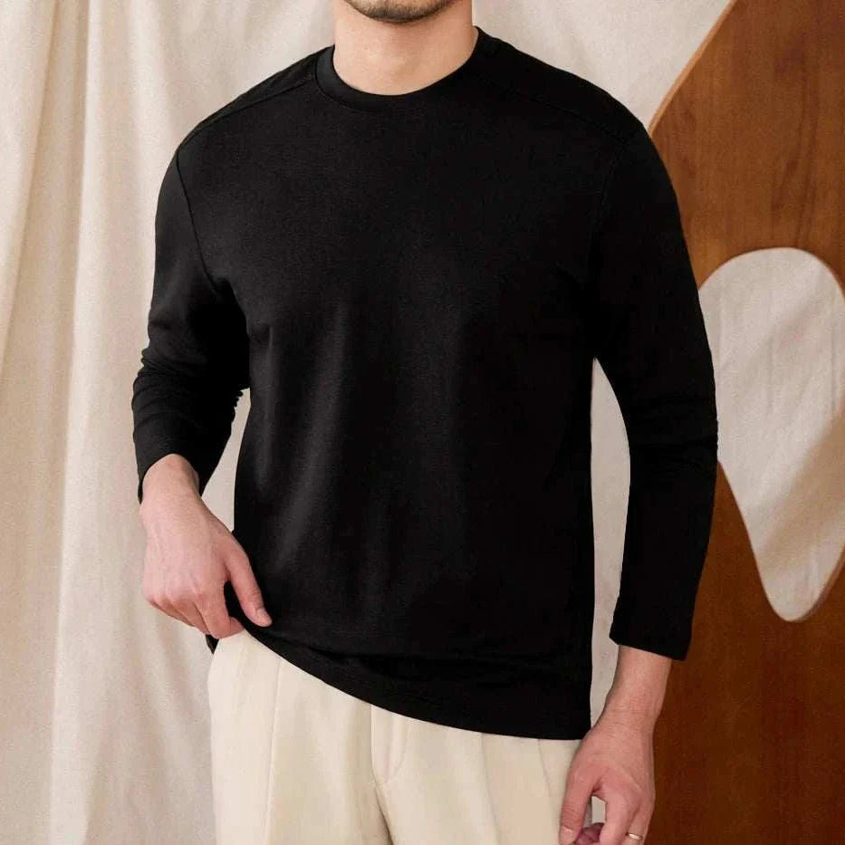 Mens slim fit smart casual premium sweater in black, perfect for stylish occasions.