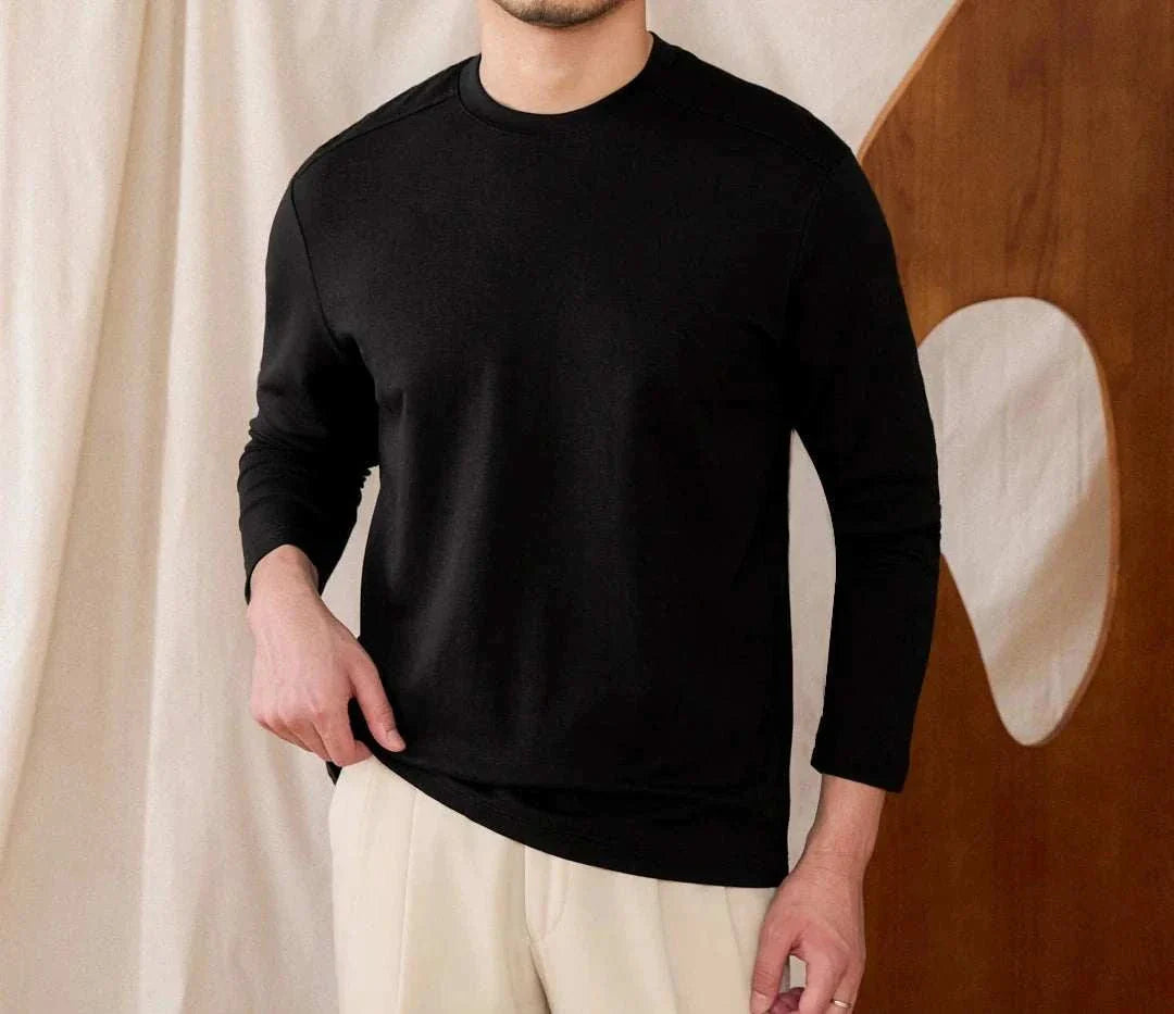 Mens slim fit smart casual premium sweater in black, perfect for stylish occasions.