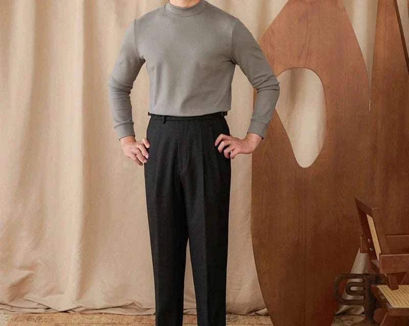 Cozy soft half turtleneck sweater for men, perfect for chilly days.