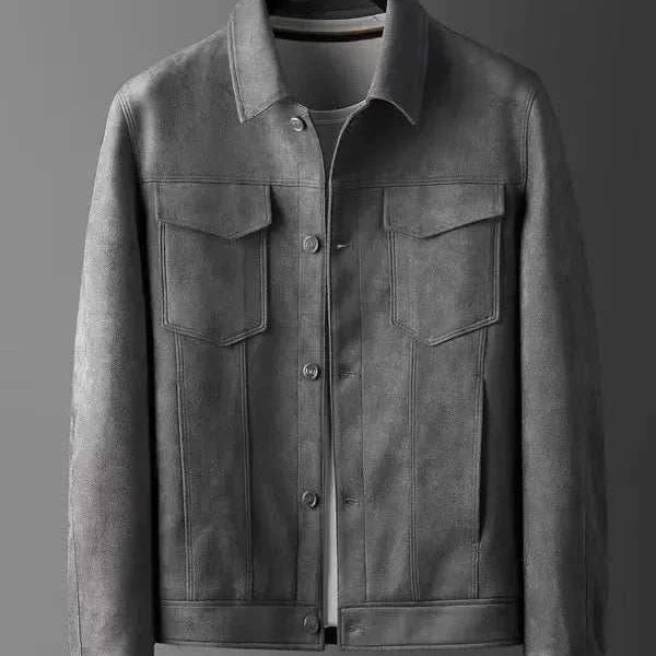 British business leather jacket made of high-quality suede for men.