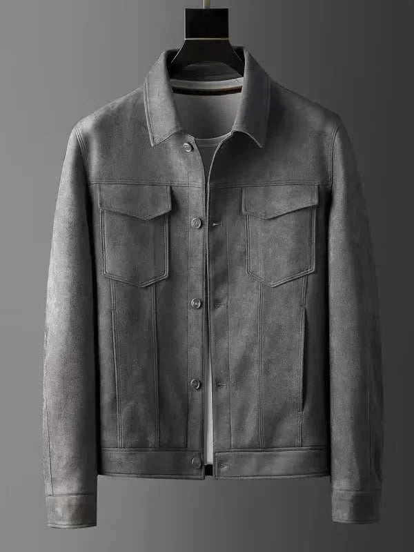 British business leather jacket made of high-quality suede for men.